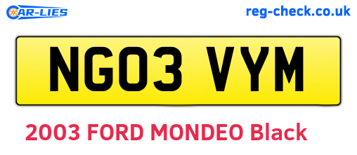 NG03VYM are the vehicle registration plates.