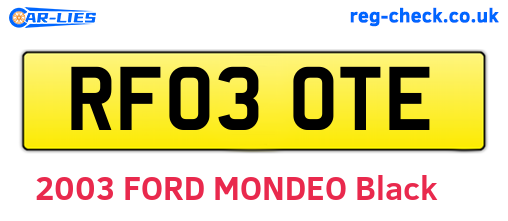 RF03OTE are the vehicle registration plates.