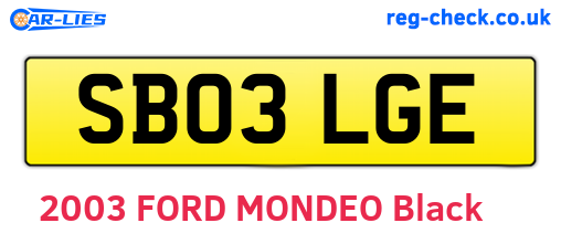 SB03LGE are the vehicle registration plates.