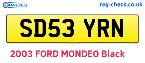 SD53YRN are the vehicle registration plates.