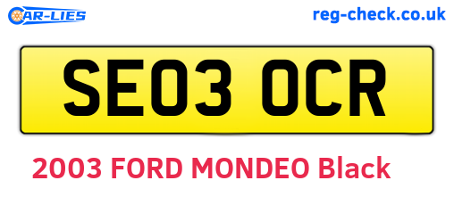 SE03OCR are the vehicle registration plates.