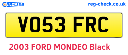 VO53FRC are the vehicle registration plates.