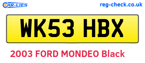 WK53HBX are the vehicle registration plates.