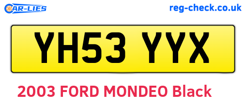 YH53YYX are the vehicle registration plates.