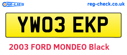 YW03EKP are the vehicle registration plates.