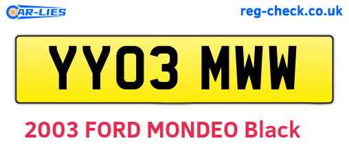 YY03MWW are the vehicle registration plates.
