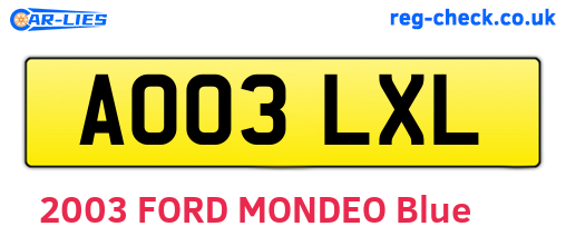AO03LXL are the vehicle registration plates.