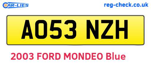 AO53NZH are the vehicle registration plates.
