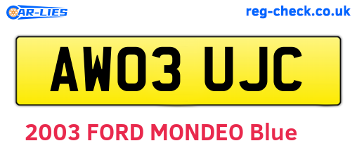 AW03UJC are the vehicle registration plates.