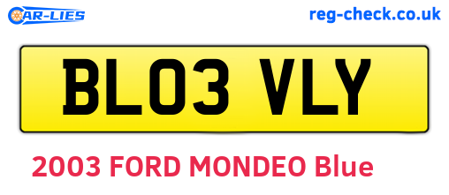 BL03VLY are the vehicle registration plates.