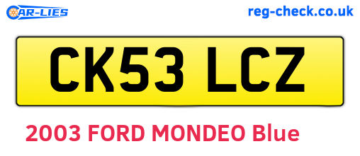 CK53LCZ are the vehicle registration plates.