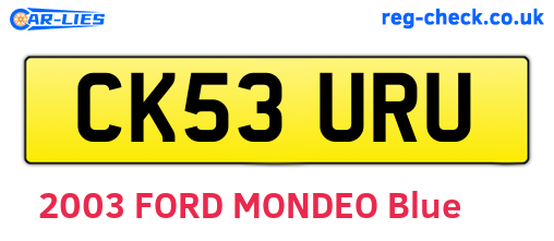 CK53URU are the vehicle registration plates.