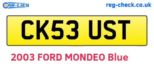 CK53UST are the vehicle registration plates.