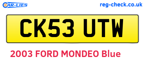 CK53UTW are the vehicle registration plates.