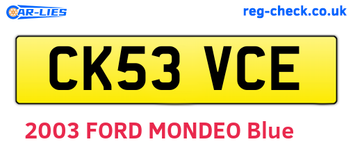 CK53VCE are the vehicle registration plates.
