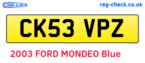 CK53VPZ are the vehicle registration plates.