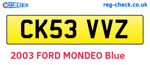 CK53VVZ are the vehicle registration plates.