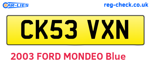 CK53VXN are the vehicle registration plates.