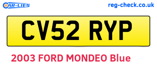 CV52RYP are the vehicle registration plates.