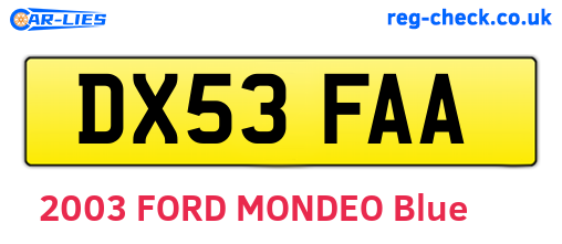 DX53FAA are the vehicle registration plates.