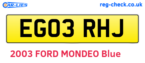 EG03RHJ are the vehicle registration plates.