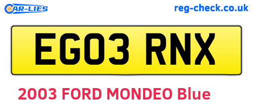 EG03RNX are the vehicle registration plates.