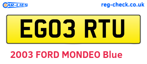 EG03RTU are the vehicle registration plates.
