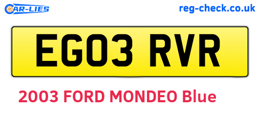 EG03RVR are the vehicle registration plates.