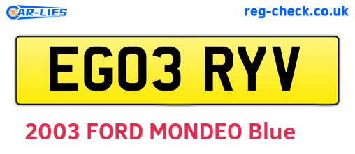 EG03RYV are the vehicle registration plates.