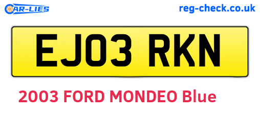 EJ03RKN are the vehicle registration plates.