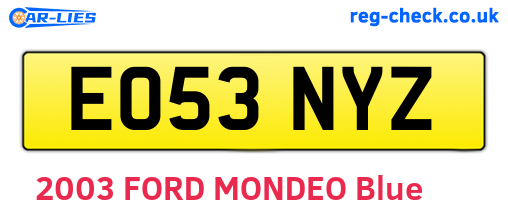 EO53NYZ are the vehicle registration plates.