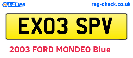 EX03SPV are the vehicle registration plates.