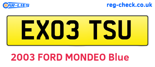 EX03TSU are the vehicle registration plates.
