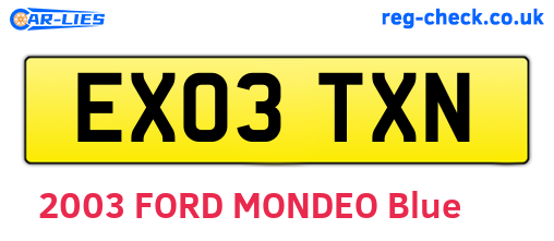 EX03TXN are the vehicle registration plates.