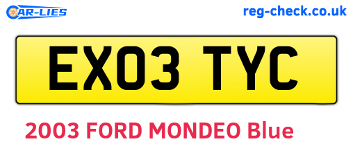 EX03TYC are the vehicle registration plates.