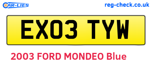 EX03TYW are the vehicle registration plates.