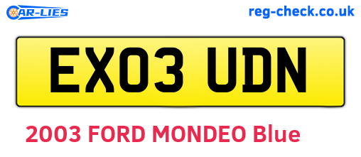EX03UDN are the vehicle registration plates.