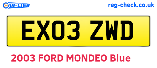 EX03ZWD are the vehicle registration plates.