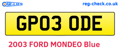 GP03ODE are the vehicle registration plates.