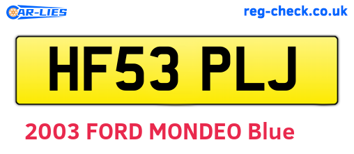 HF53PLJ are the vehicle registration plates.