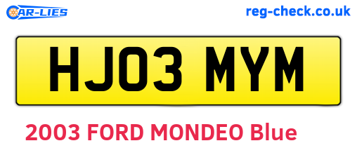 HJ03MYM are the vehicle registration plates.