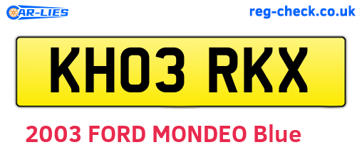 KH03RKX are the vehicle registration plates.
