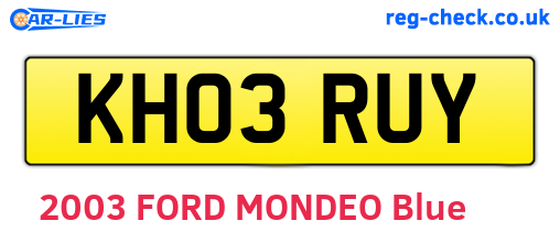 KH03RUY are the vehicle registration plates.