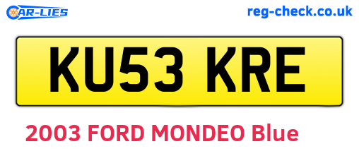 KU53KRE are the vehicle registration plates.