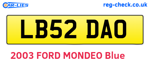 LB52DAO are the vehicle registration plates.