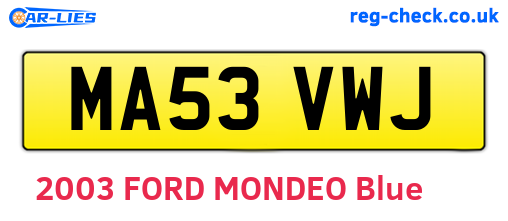 MA53VWJ are the vehicle registration plates.