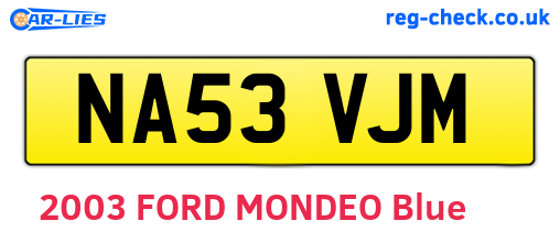 NA53VJM are the vehicle registration plates.