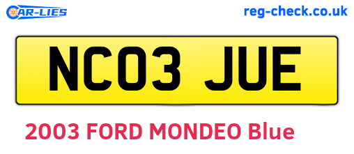 NC03JUE are the vehicle registration plates.