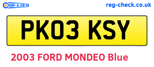 PK03KSY are the vehicle registration plates.
