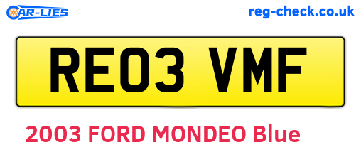 RE03VMF are the vehicle registration plates.